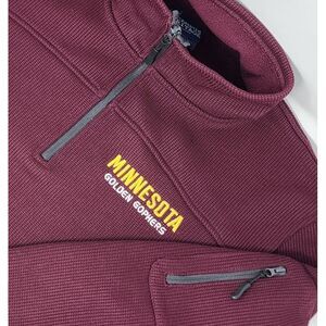 Minnesota Golden Gophers Mens L Maroon Fleece Lined 1/4 Zip Pullover Sweater EUC